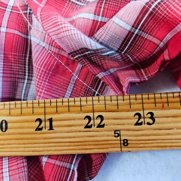 Wrangler Western Fashion Shirt Mens XL Pearl Snap Plaid Red Long Sleeve Rodeo - Picture 6 of 11